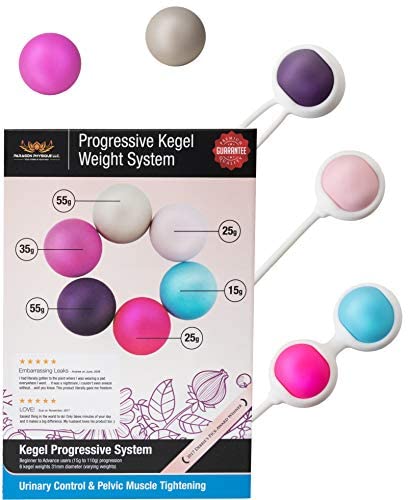 Ben Wa Progressive Kegel Weight Exercise System: 6 Weights for Woman Tightening, Beginner to Advance Strengthen Pelvic Floor Muscle Recovery Resolves Keegles Incontinence & Bladder Control