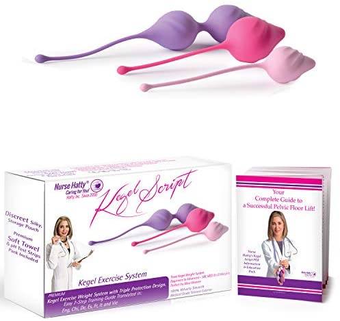 Nurse Hatty Kegel Exercise Weight System - 3 Smart Weights & Shapes for SM, MED, & LG Canal Sizes for Perfect Fit, Pelvic Floor Exercises for Bladder Control + eBook Edu & Easy Training Guide
