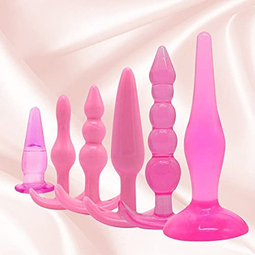 6Pcs A'mal Pl'ugs Trainer Kit , T-bar Base Soft Silicone Starters Set Toys , Būtt Plūg Erotic Games Role Play , Jeweled Stimulator Toys for Men and Women- Best Idea for Gift (Pink*7 )