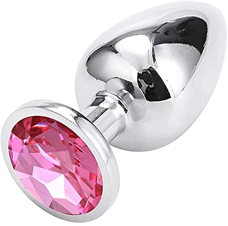 Bluebaylog Bụtt Plụģ Sẹt with Crystal Jewel Stainless Steel Amạl Plụģs for Women Men Beginners (Pink, M)